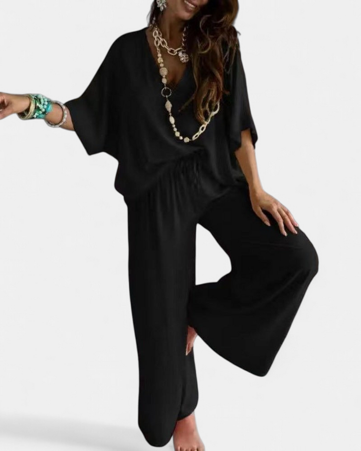 RAJA™ – Comfy Summer V-Neck and Wide-Leg Co-Ord