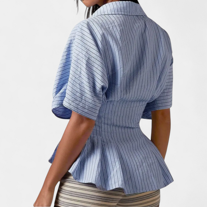 CORMIA™ – Casual Striped Pleated Blouse