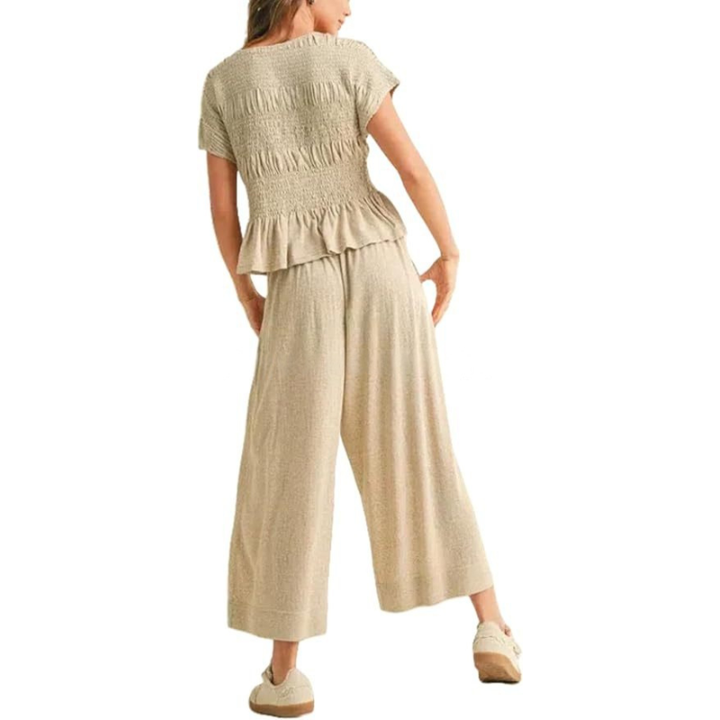 LORRY™ – Casual Boho Inspired 2-Piece Smocked Top and Wide Leg Pants Set
