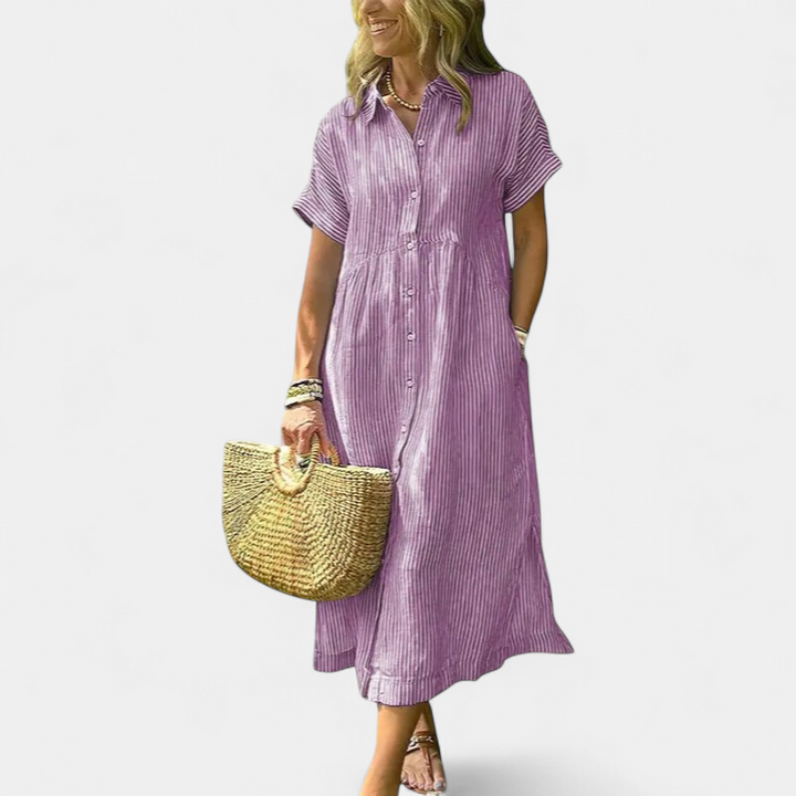 ANDREA™ – Relaxed Striped Summer Midi Dress