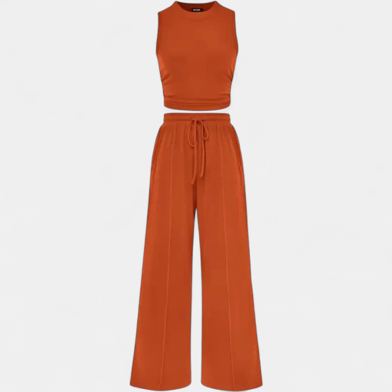 YUMI™ – Wide Leg Pants & Cropped Top Lounge Set