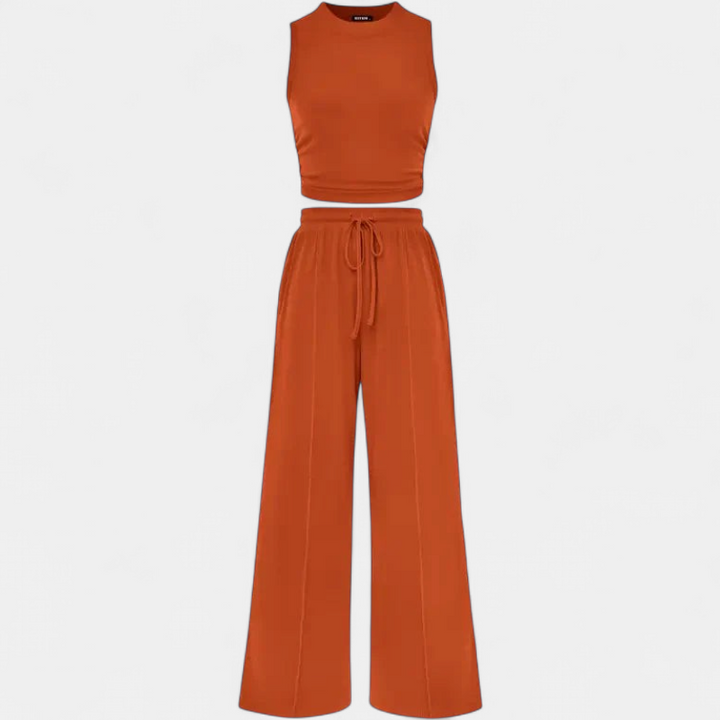 YUMI™ – Wide Leg Pants & Cropped Top Lounge Set