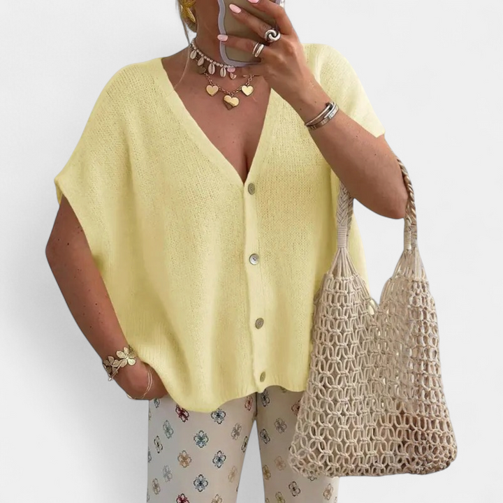 NELLIE™ – Hollow Knit Sleeveless Cardigan