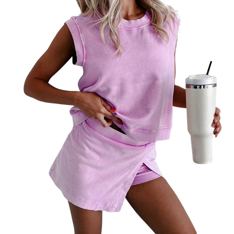 FELY™ – Contemporary 2-Piece Summer Lounge Set with Tank Top and Skirt