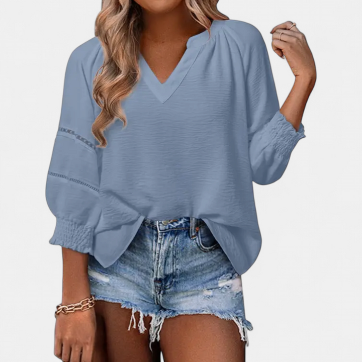 DARCY™ – Hollow-Out V-Neck Tunic Blouse