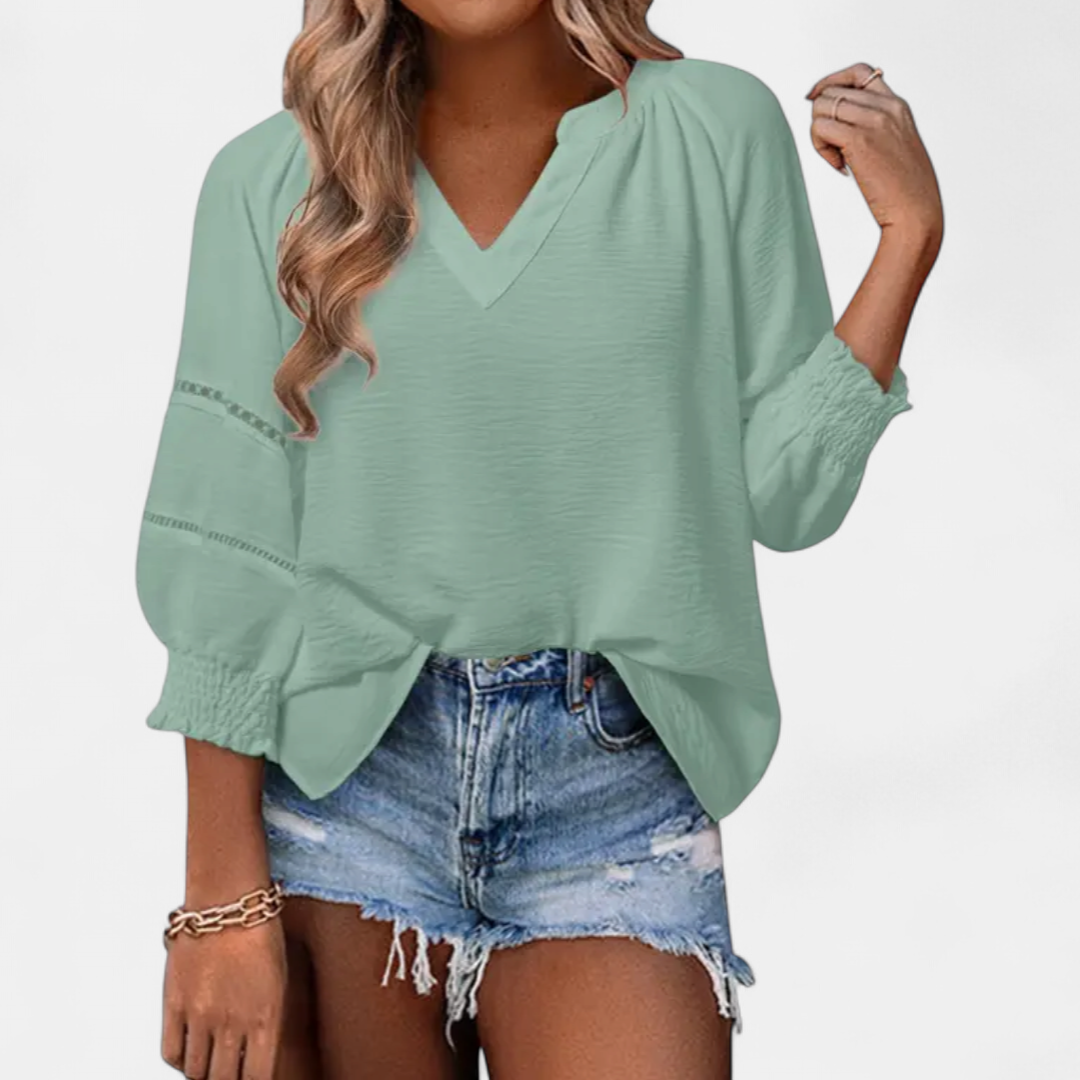 DARCY™ – Hollow-Out V-Neck Tunic Blouse