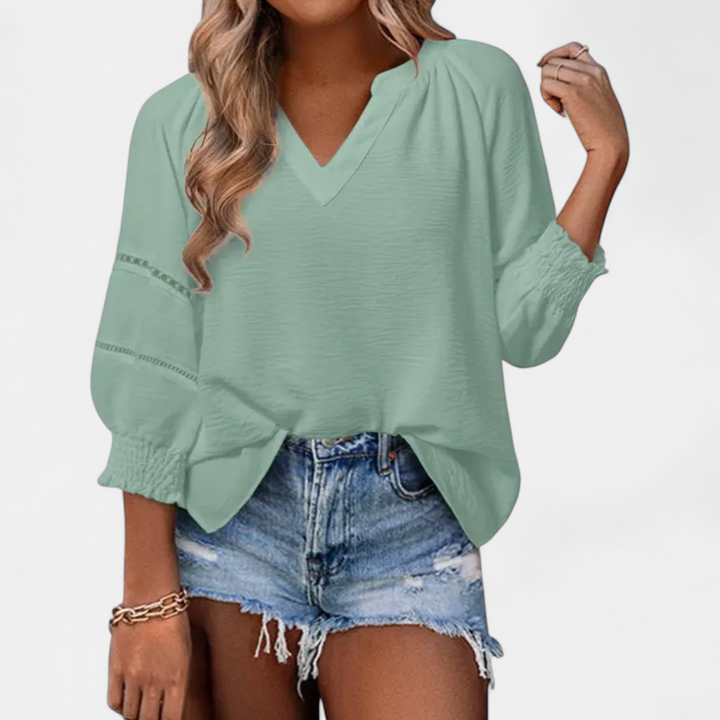 DARCY™ – Hollow-Out V-Neck Tunic Blouse