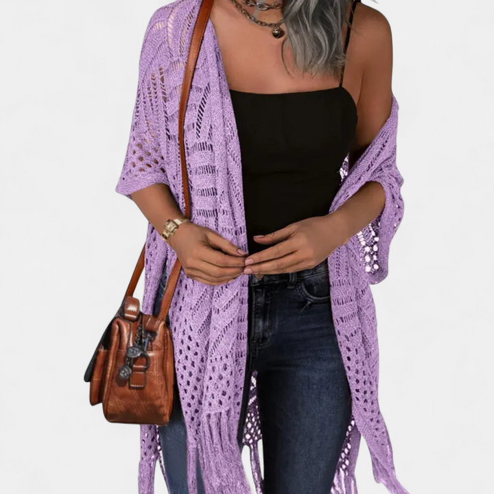 SOLÈNE™ – Boho Crochet Tassel Kimono Cardigan