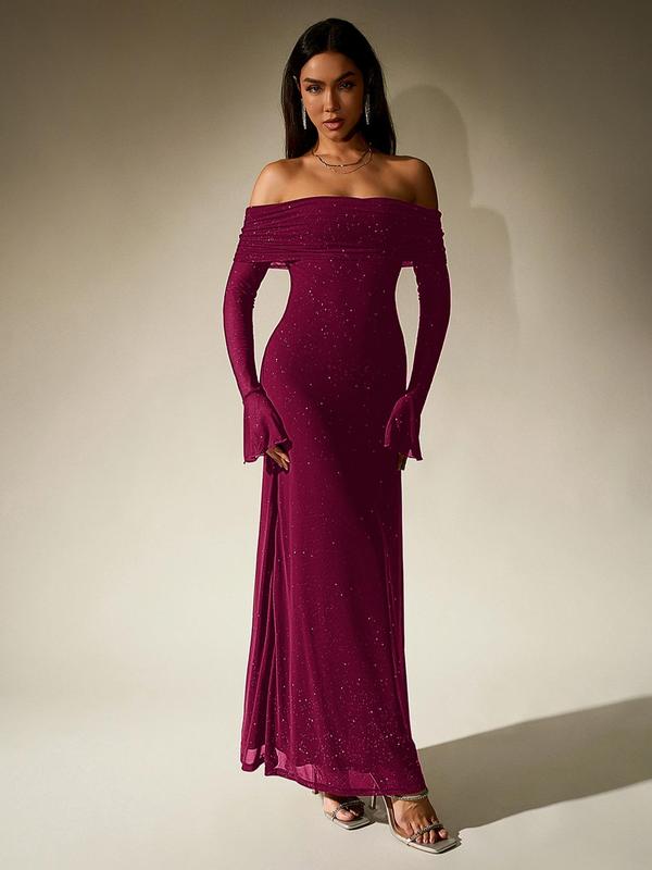 THEA™ - Off The Shoulder Ruched Sequin Bodycon Dress for Parties