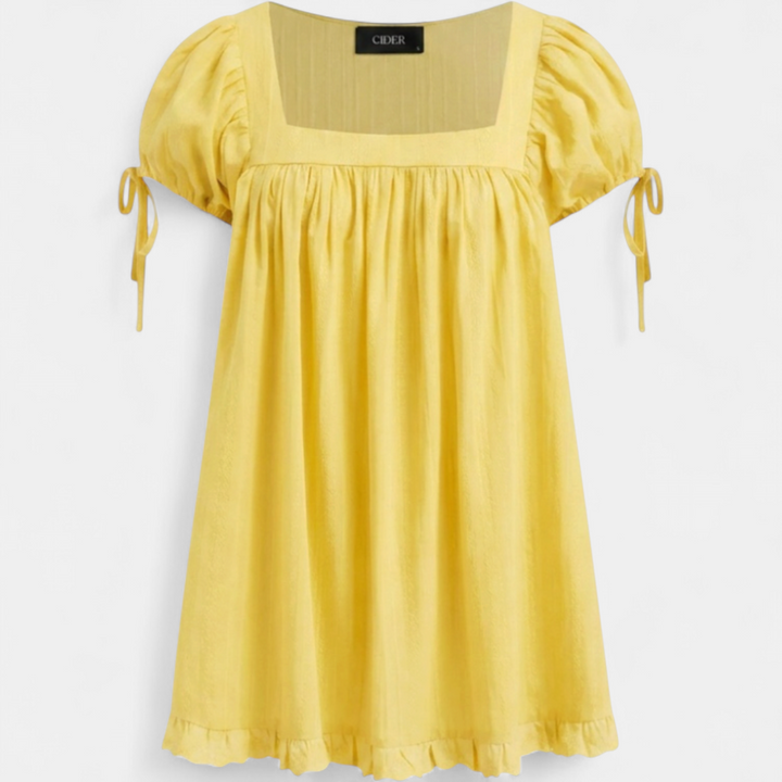 BRISEIS™ – Ruffle Knot Square Neck Blouse
