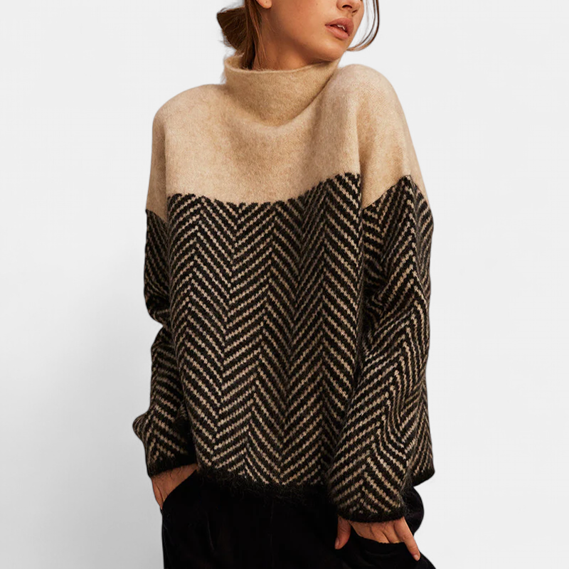 NORA™ | Two-Tone High-Neck Pullover