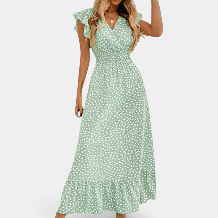 CELESTINE™ – Floral Wrap Boho Midi Dress