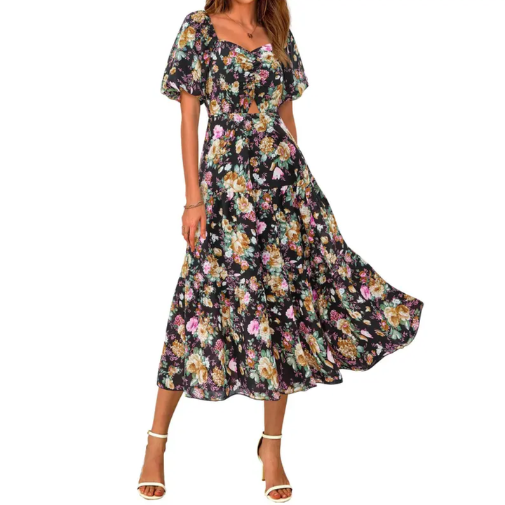 Floral Black Yellow
