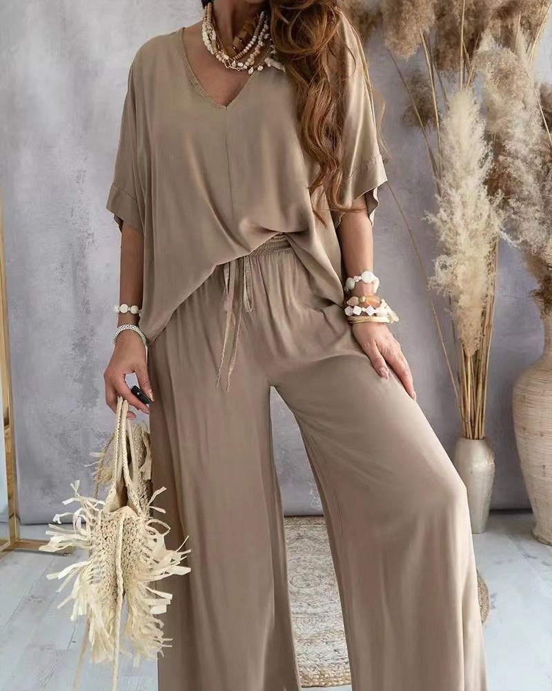RAJA™ – Comfy Summer V-Neck and Wide-Leg Co-Ord