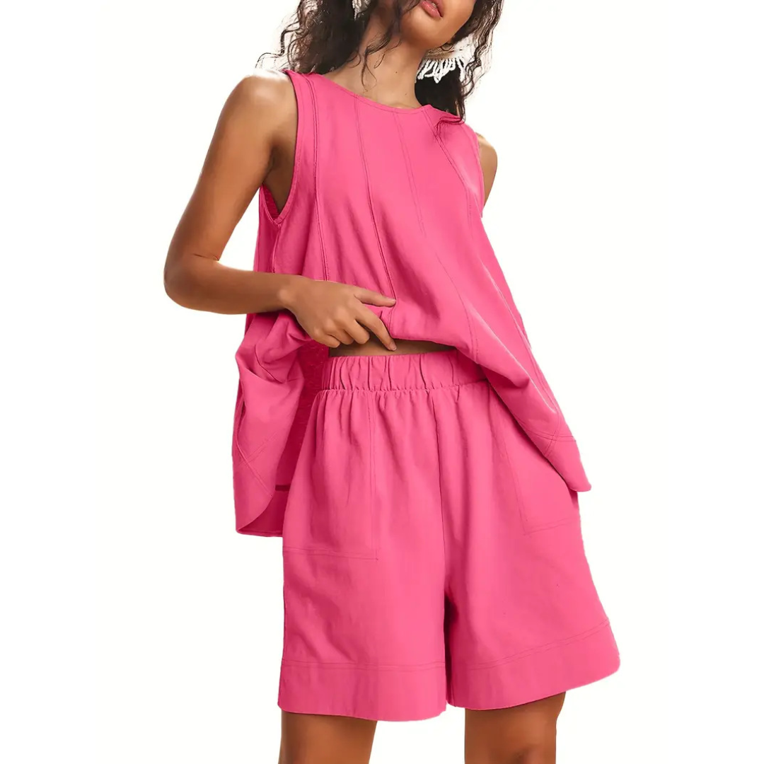 NADIRA™ – Sleeveless Wide-Leg Tank & Shorts Set