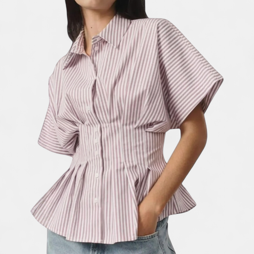 CORMIA™ – Casual Striped Pleated Blouse
