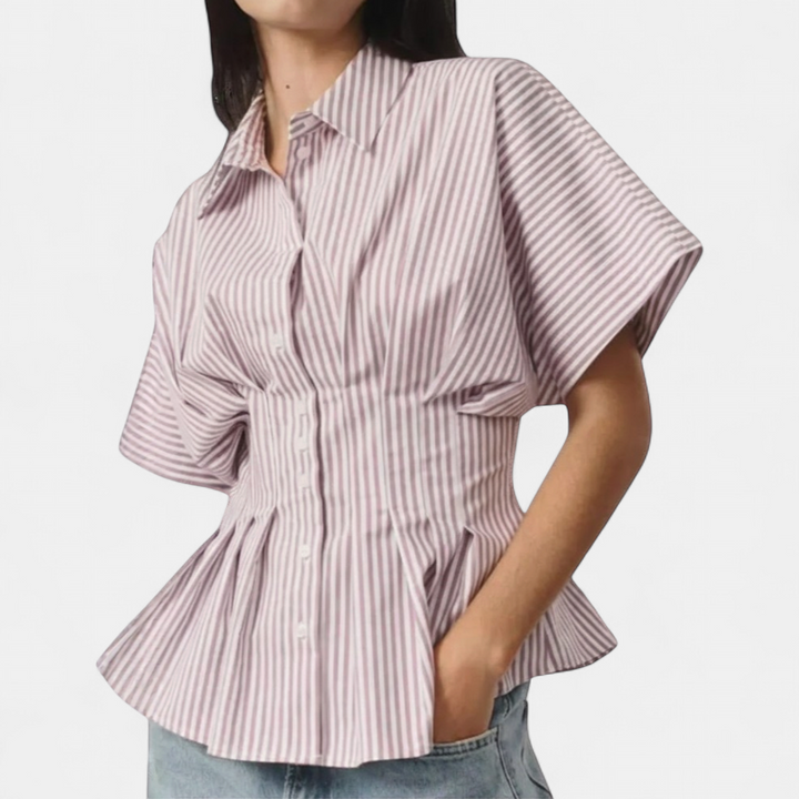 CORMIA™ – Casual Striped Pleated Blouse