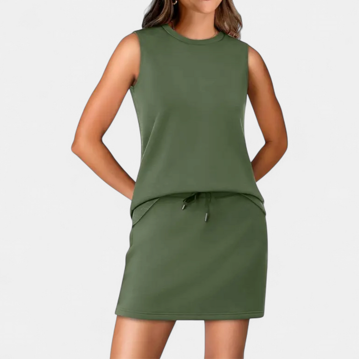 TAMSIN™ – Breezy Crew Neck Tennis Skirt Set
