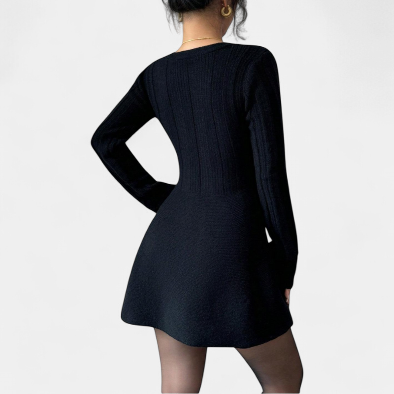 PEYTON™ – Chic A-Line Long Sleeve V Neck Dress