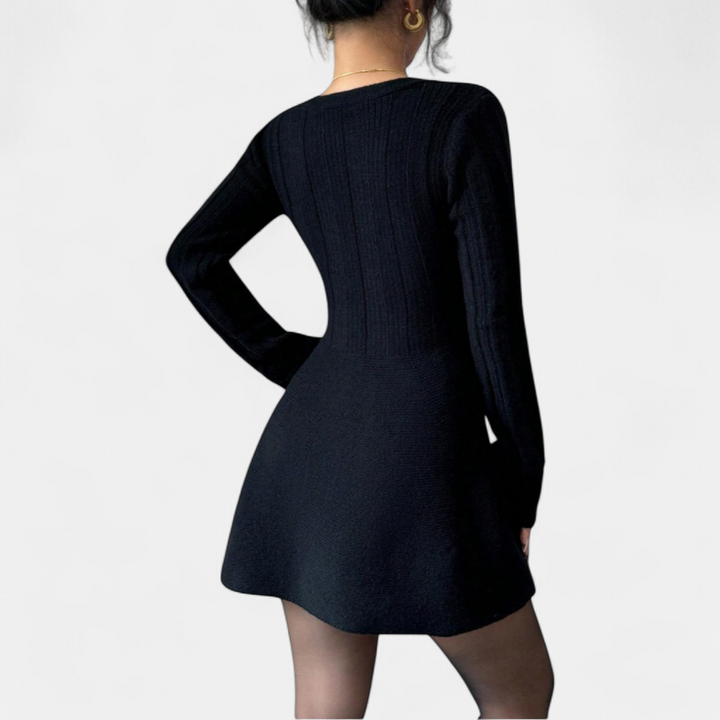 PEYTON™ – Chic A-Line Long Sleeve V Neck Dress