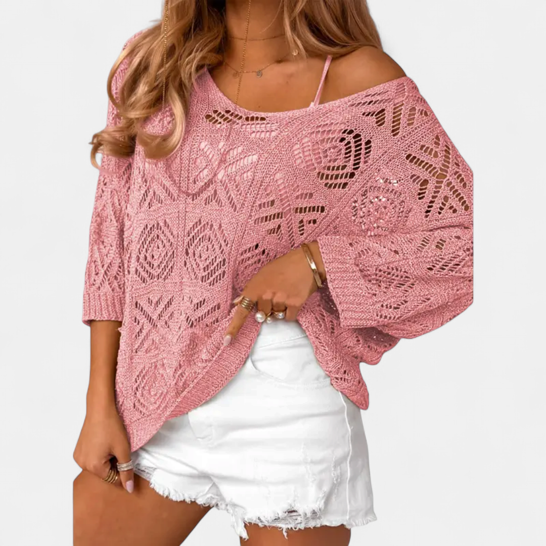 WAVERLY™ – Crochet Hollow-Out Batwing Sweater