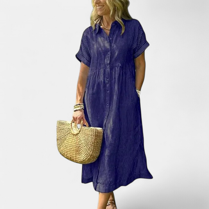 ANDREA™ – Relaxed Striped Summer Midi Dress