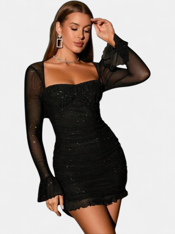ELLIE™ - Elegant Glitter Mesh Bodycon Long Sleeve Party Dress