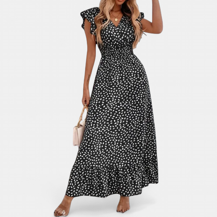 CELESTINE™ – Floral Wrap Boho Midi Dress