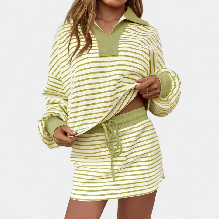 MARI™ – Casual Long Sleeve Sweatshirt Skirt Set