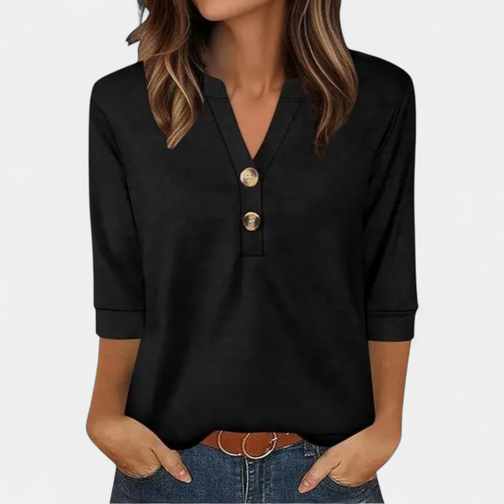 CERYS™ – Breezy V-Neck Button Blouse