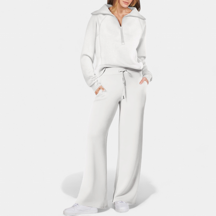 UDAY™ - Comfy Half Zip Sweatshirt and Wide Leg Pants Set