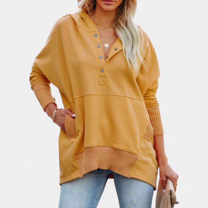SORAYA™ - Comfy Oversized Hoodie V-Neck Long Sleeve Sweatshirt