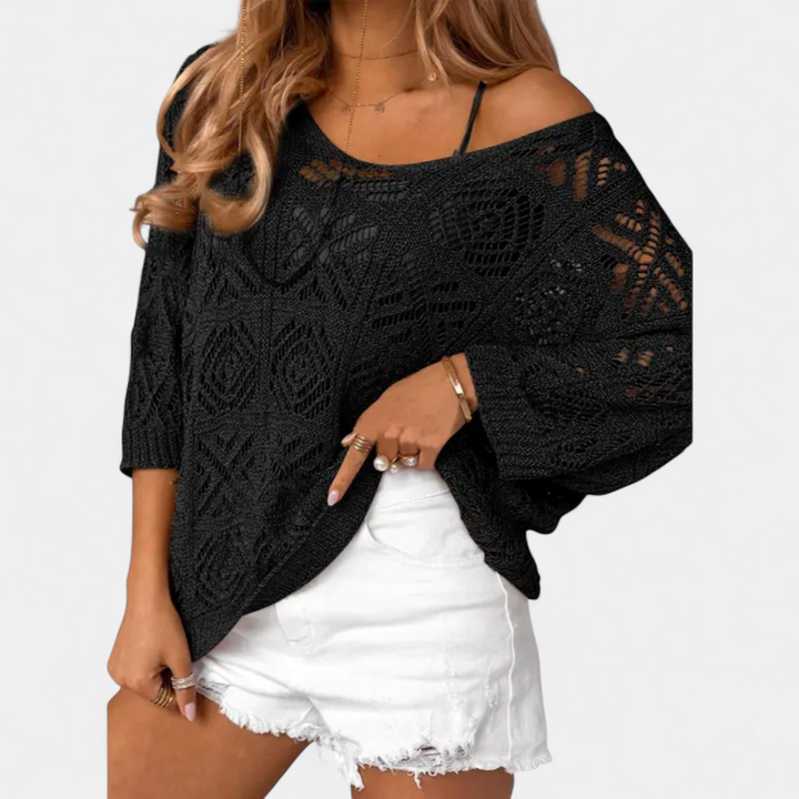 WAVERLY™ – Crochet Hollow-Out Batwing Sweater