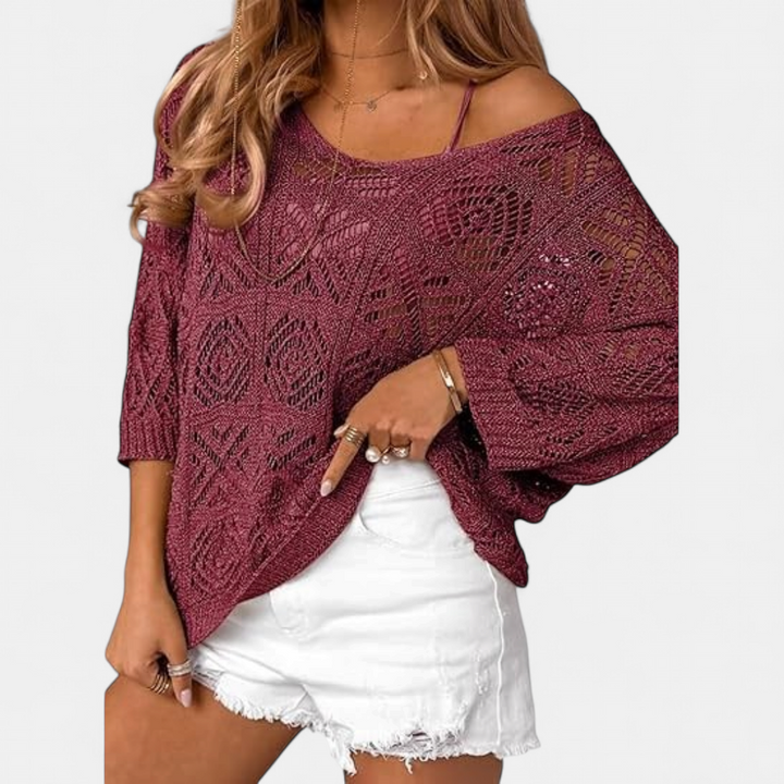 WAVERLY™ – Crochet Hollow-Out Batwing Sweater