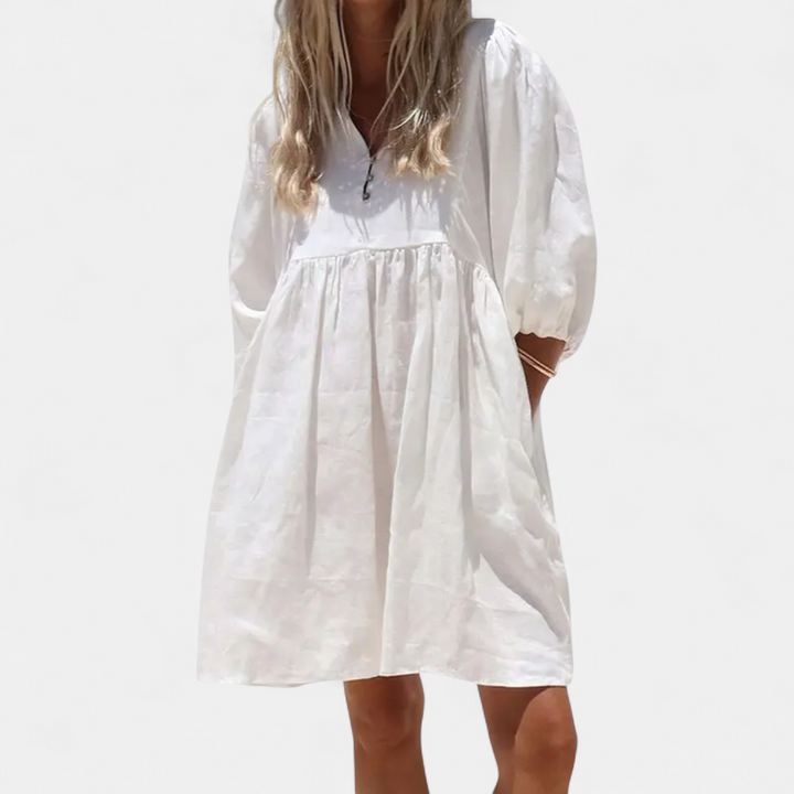 BEAU™ – Breezy V-Neck Puff Sleeve Dress