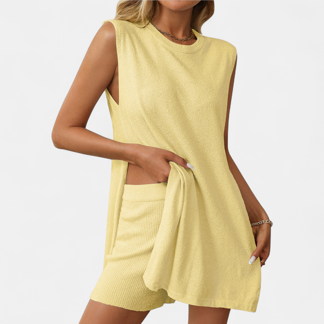 BREEZY™ – Knit Sleeveless Lounge Two-Piece Set