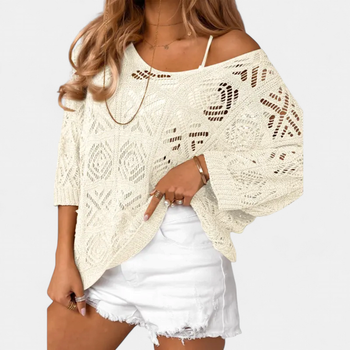 WAVERLY™ – Crochet Hollow-Out Batwing Sweater