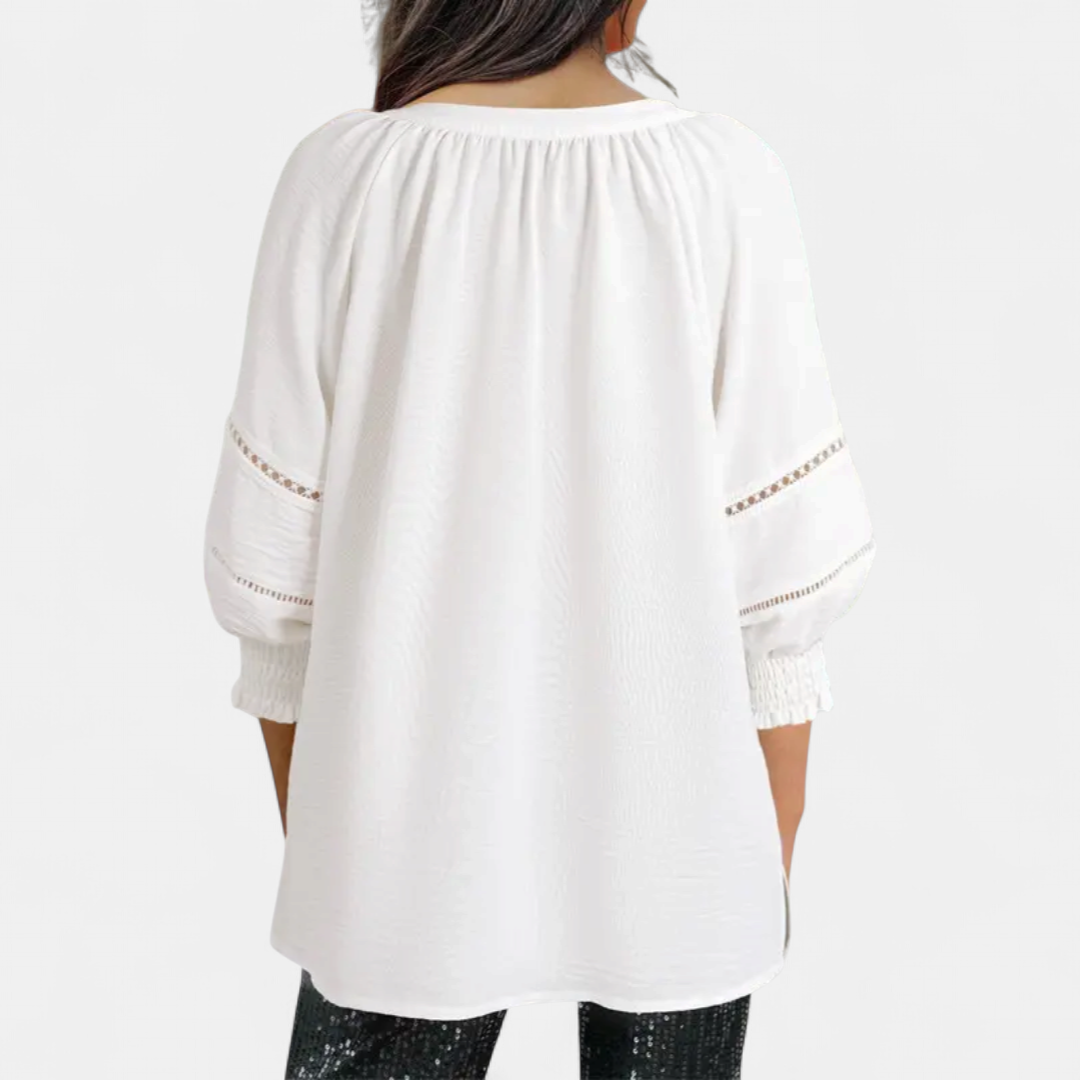 DARCY™ – Hollow-Out V-Neck Tunic Blouse