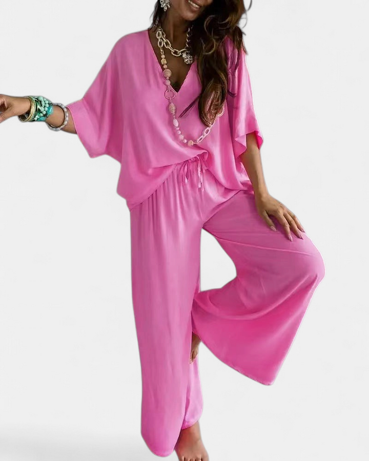 RAJA™ – Comfy Summer V-Neck and Wide-Leg Co-Ord