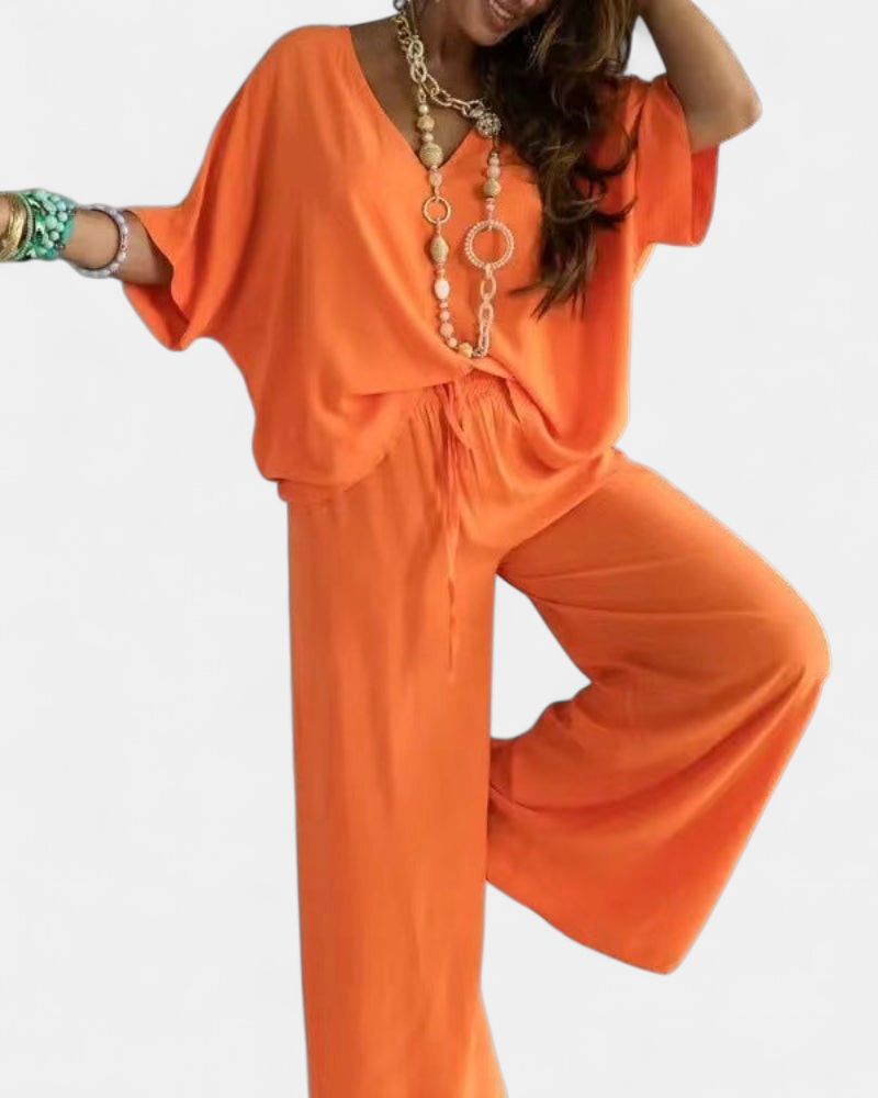 RAJA™ – Comfy Summer V-Neck and Wide-Leg Co-Ord