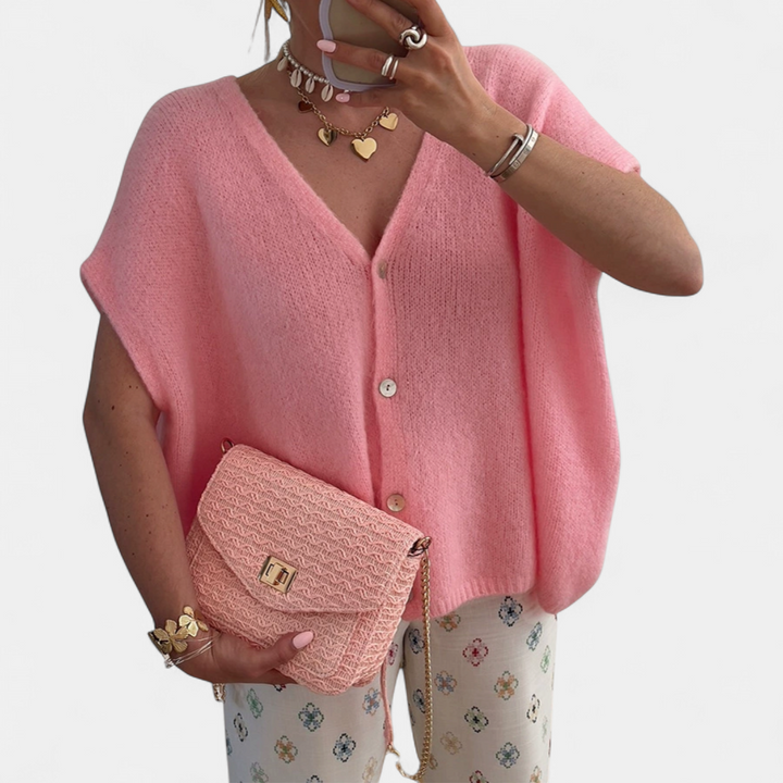 NELLIE™ – Hollow Knit Sleeveless Cardigan