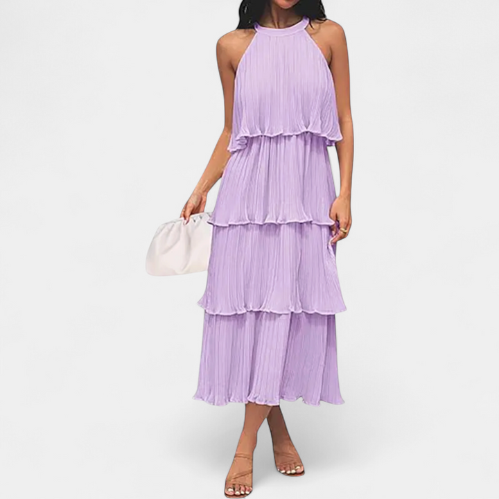 CELESTINE™ – Halter Neck Ruffle Tiered Midi Dress