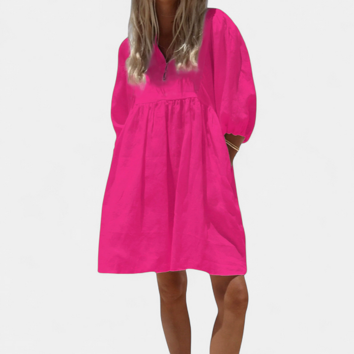 BEAU™ – Breezy V-Neck Puff Sleeve Dress