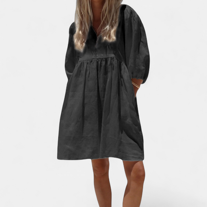 BEAU™ – Breezy V-Neck Puff Sleeve Dress