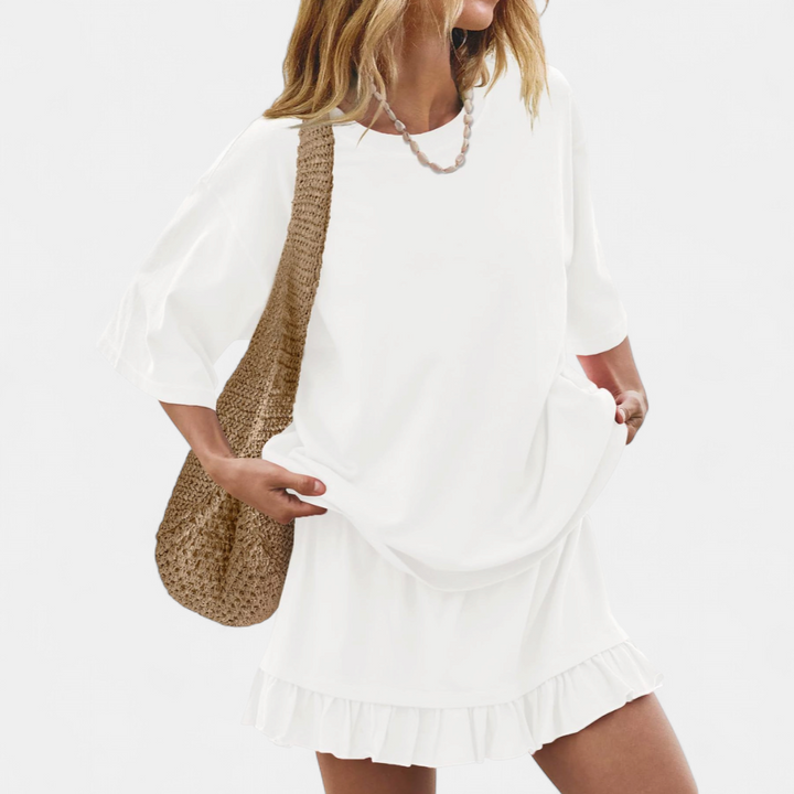 TESSA™ – Relaxed Short Sleeve 2 Piece Skirt Set