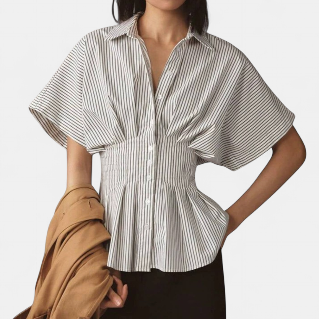 CORMIA™ – Casual Striped Pleated Blouse