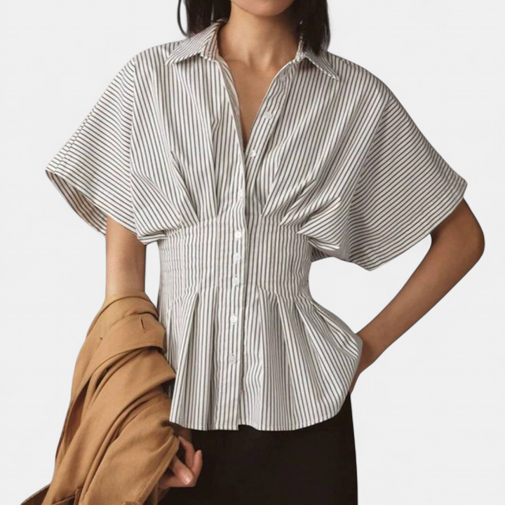 CORMIA™ – Casual Striped Pleated Blouse