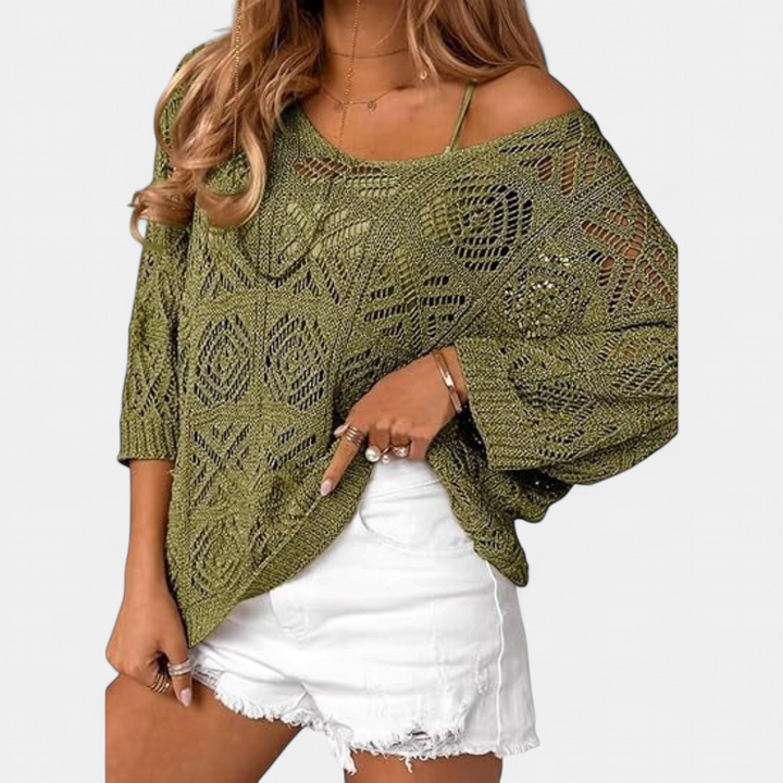 WAVERLY™ – Crochet Hollow-Out Batwing Sweater