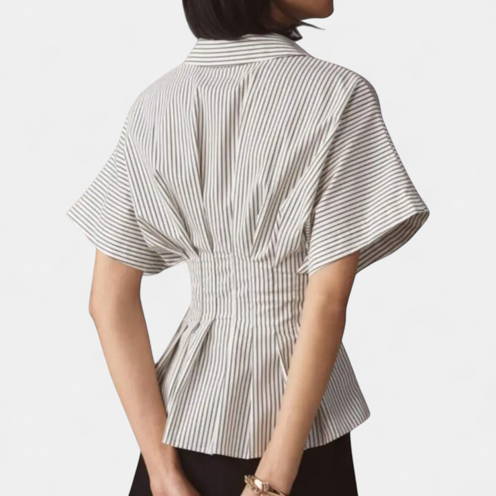 CORMIA™ – Casual Striped Pleated Blouse