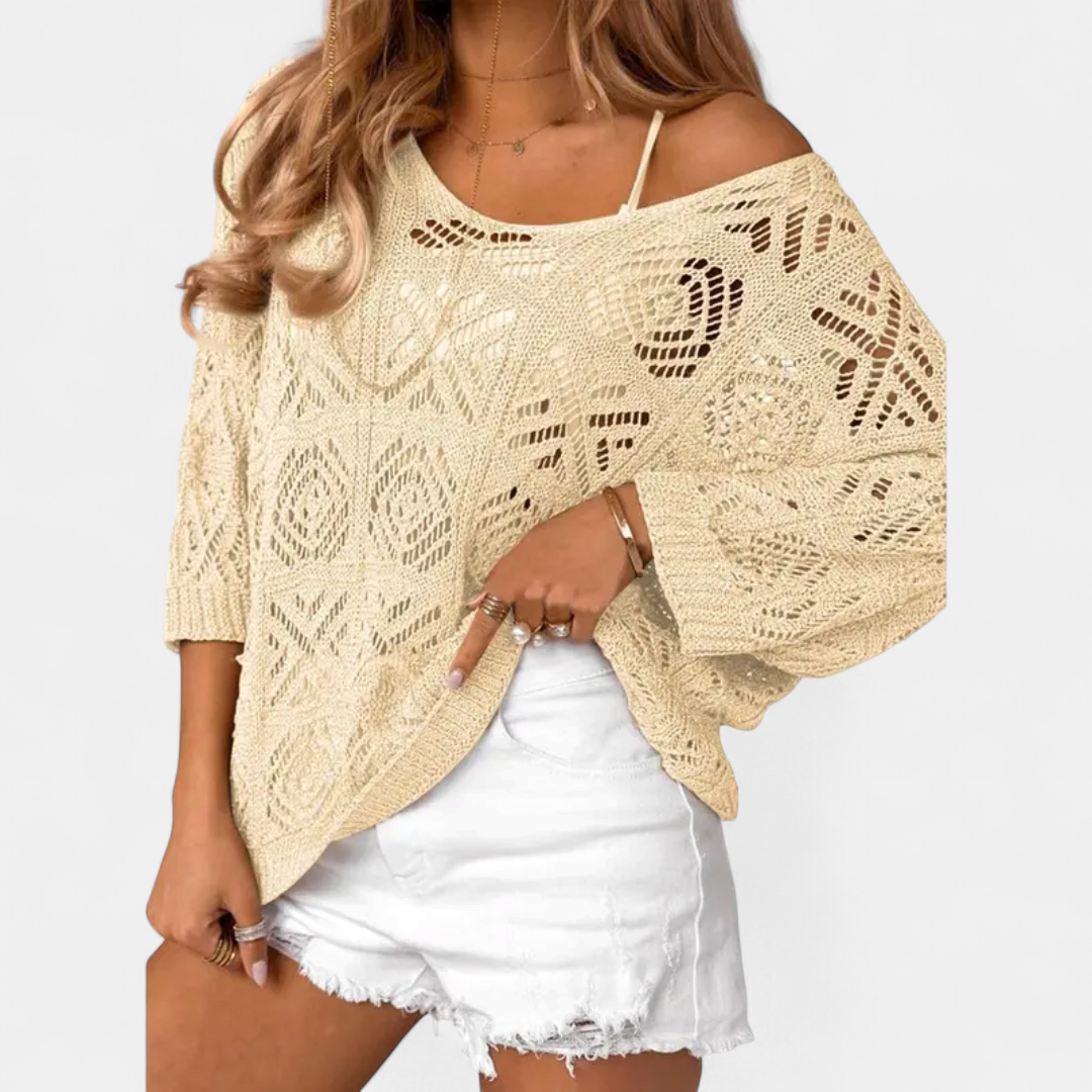 WAVERLY™ – Crochet Hollow-Out Batwing Sweater
